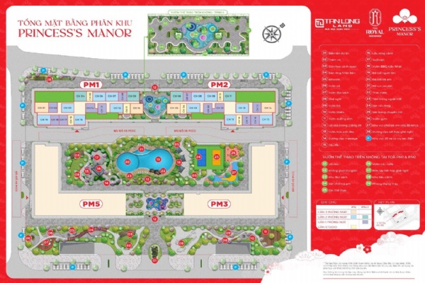 Tổng mặt bằng phân khu cao tầng Princess Manor The Royal Residences Thanh Hoá