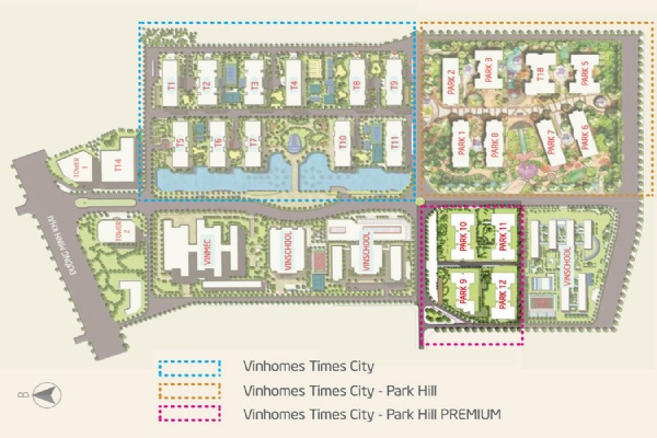 Thiết kế mặt bằng khu đô thị Vinhomes Times City