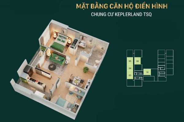 Mặt bằng thiết kế Tháp đôi Kepler Land TSQ Mỗ Lao