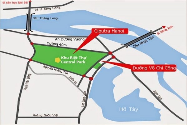 Vị trí Central Park Ciputra Hà Nội - Ranh giới tiếp giáp các khu vực xung quanh