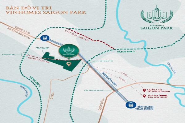 Vị trí Vinhomes Sài Gòn Park Hóc Môn - Đánh giá tiềm năng và khả năng kết nối
