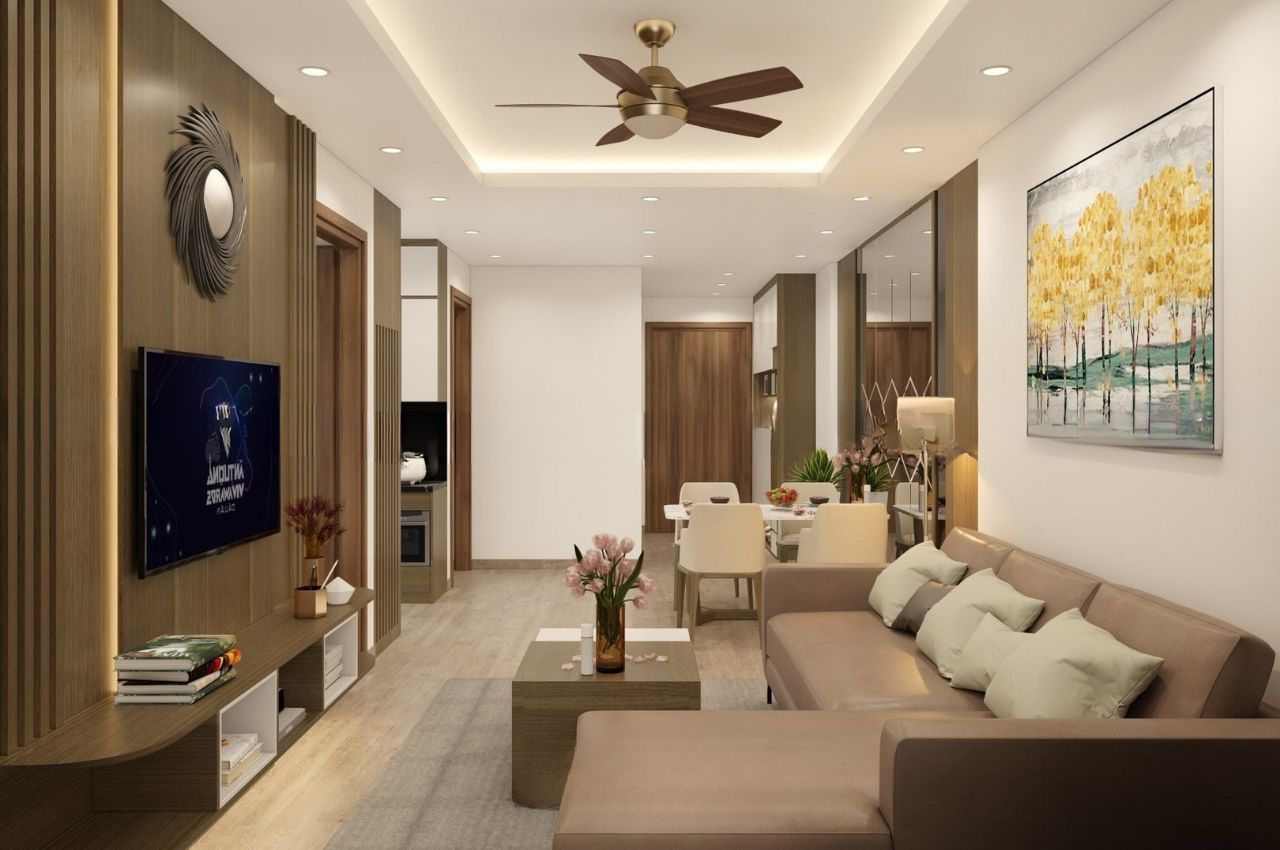 Bán căn hộ InterCentral Đông Anh ban công hướng Bắc view cảnh quan nội khu tầng trung