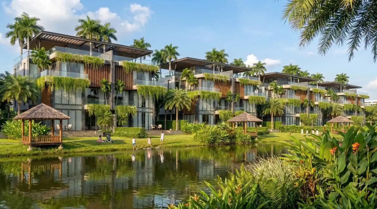 Bán biệt thự ven hồ hướng Đông bàn giao hoàn thiện ngoài 3 tầng 1 tum Flaming Forest City Đông Anh