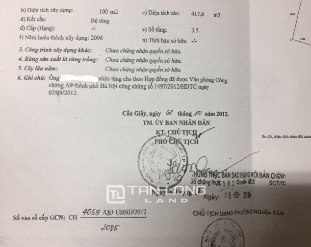 Cần bán gấp biệt thự 200m2 khu nhà ở thấp tầng Vinaconex 3 Dịch Vọng, quận Cầu Giấy
