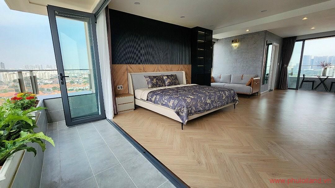 Cho thuê căn hộ 3 ngủ KĐT My Hưng hướng Tây, điều hòa âm trần, view sân bóng