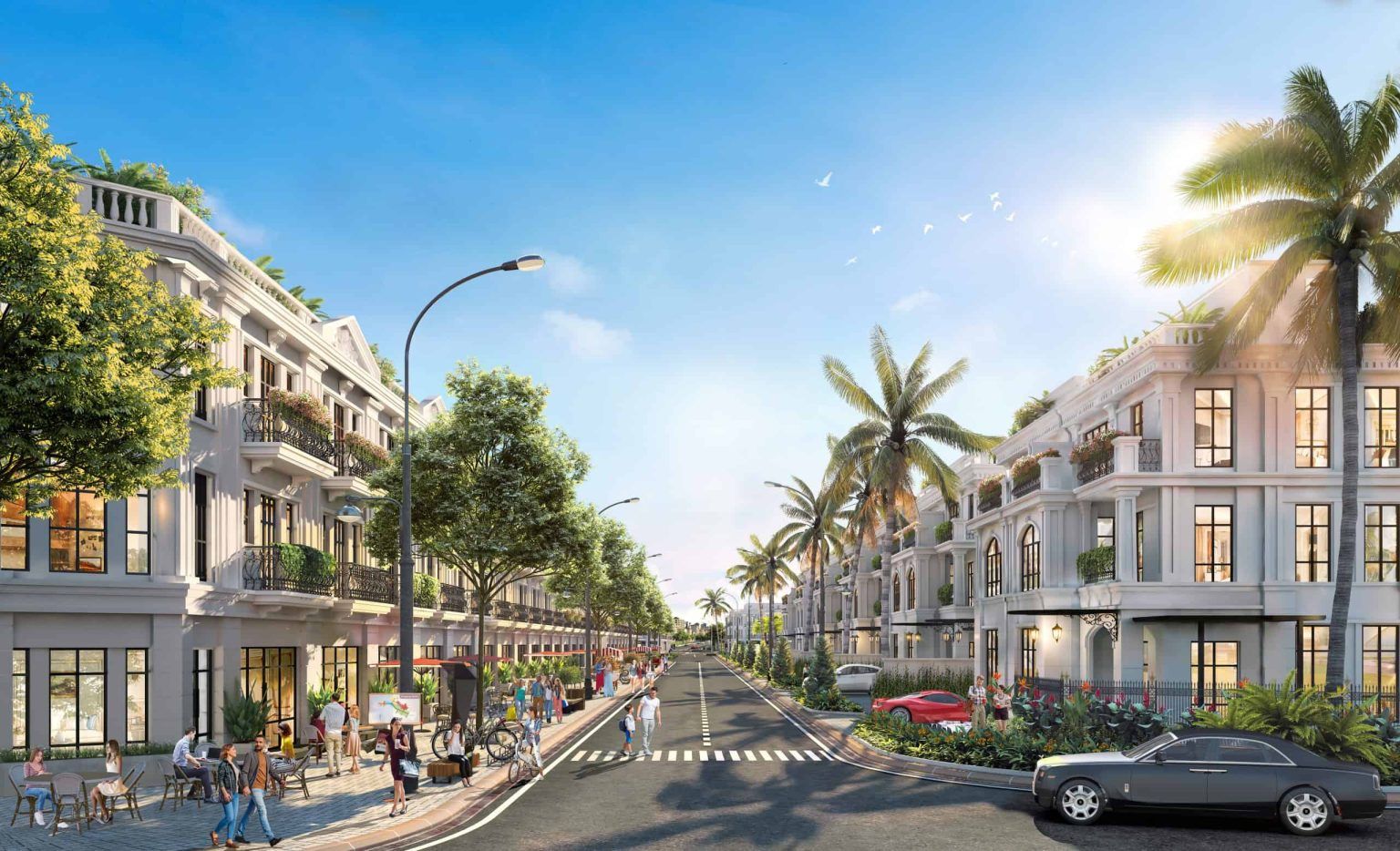 Bán nhà liền kề chính Nam Pearl Rivera Hanoi Mê Linh kinh doanh thuận lợi view đường phố