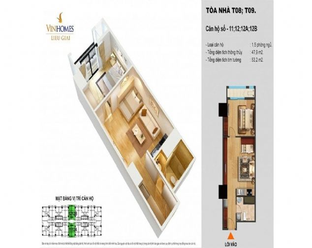 Chính chủ cho thuê căn hộ Vin Metropolis - Liễu Giai. DT 54m2, 1PN, đủ nội thất