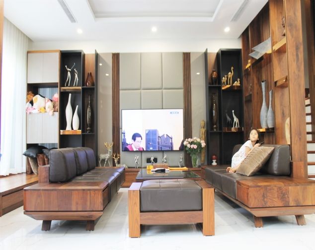 Cho thuê biệt thự song lập Vinhomes The Harmony hoàn thiện cao cấp, có thang máy + bể cá Koi