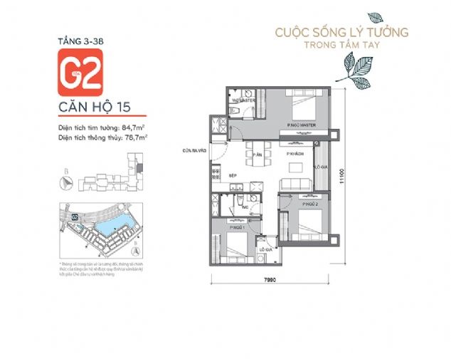 Cho thuê căn hộ 03 ngủ tòa G2 Vinhomes Green Bay