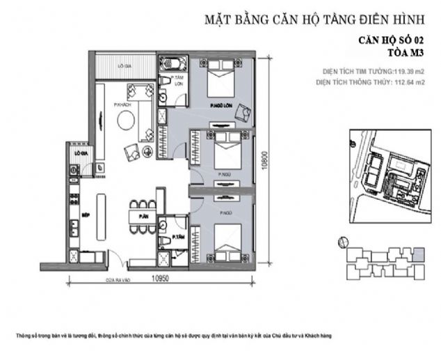 Cho thuê căn hộ cccc 3 phòng ngủ Vinhomes Metropolis
