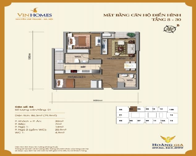 Cho thuê căn hộ chung cư Vinhomes Nguyễn Chí Thanh, đầy đủ nội thất