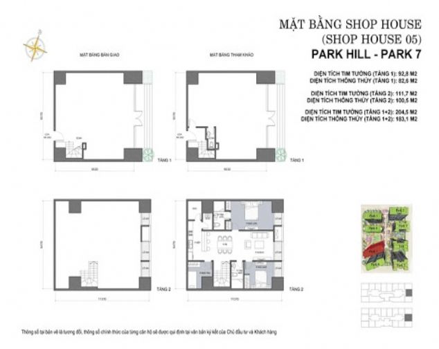 CHO THUÊ SHOPHOUSE TẠI TIMES CITY PARK HILL - DT 110m2
