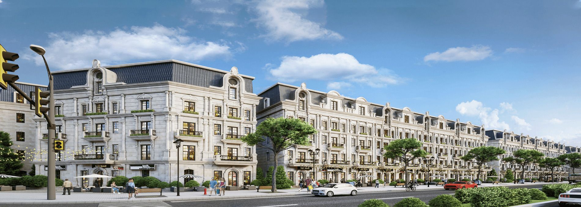 Mua căn góc liền kề 2 mặt tiền hướng Nam kinh doanh tốt Noble Palace Long Biên hoàn thiện mặt ngoài