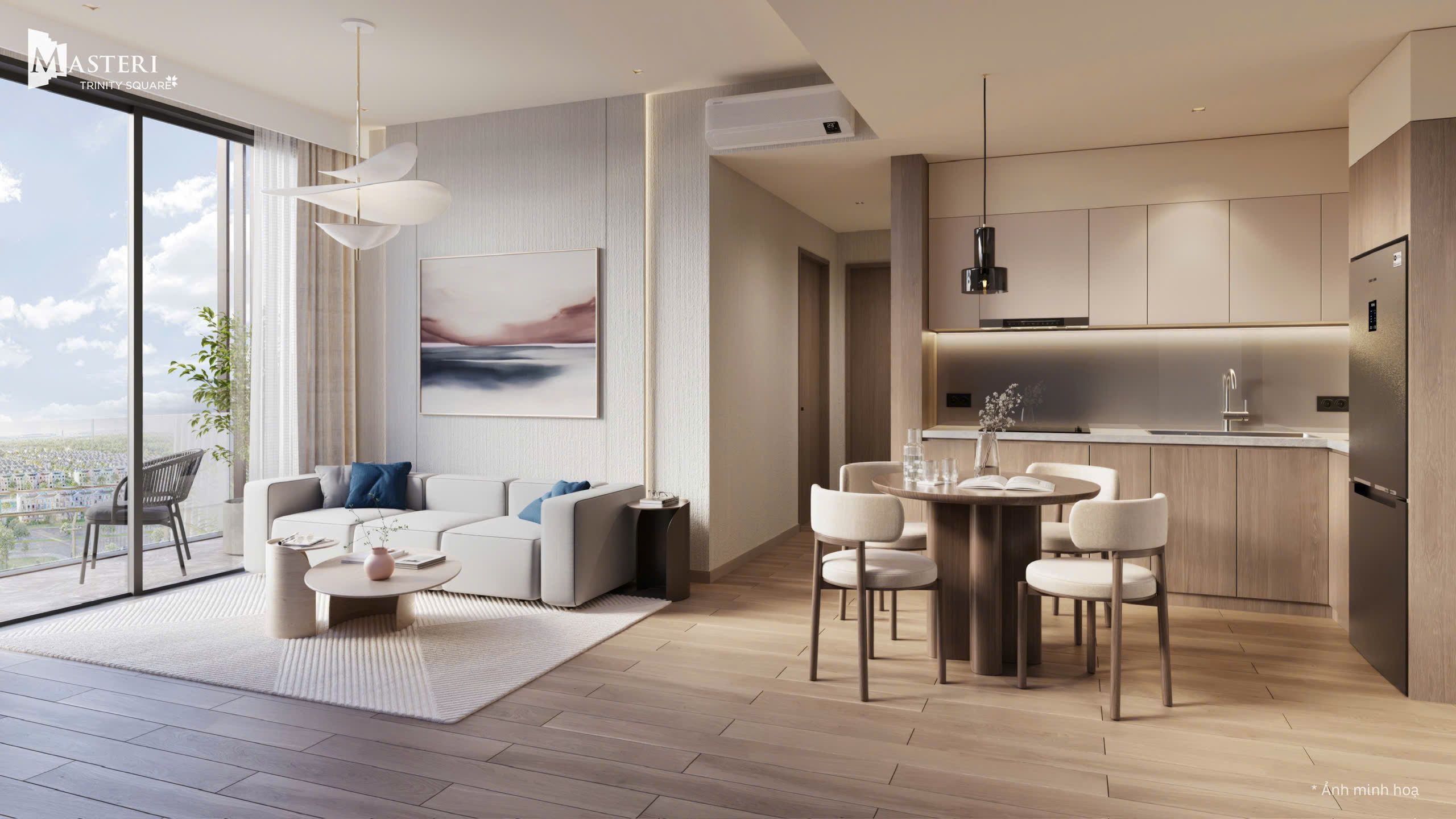 Cho thuê căn 2 ngủ diện tích 64.7m2 chưa nội thất tòa S1 Masteri Trinity Square Ocean Park 2
