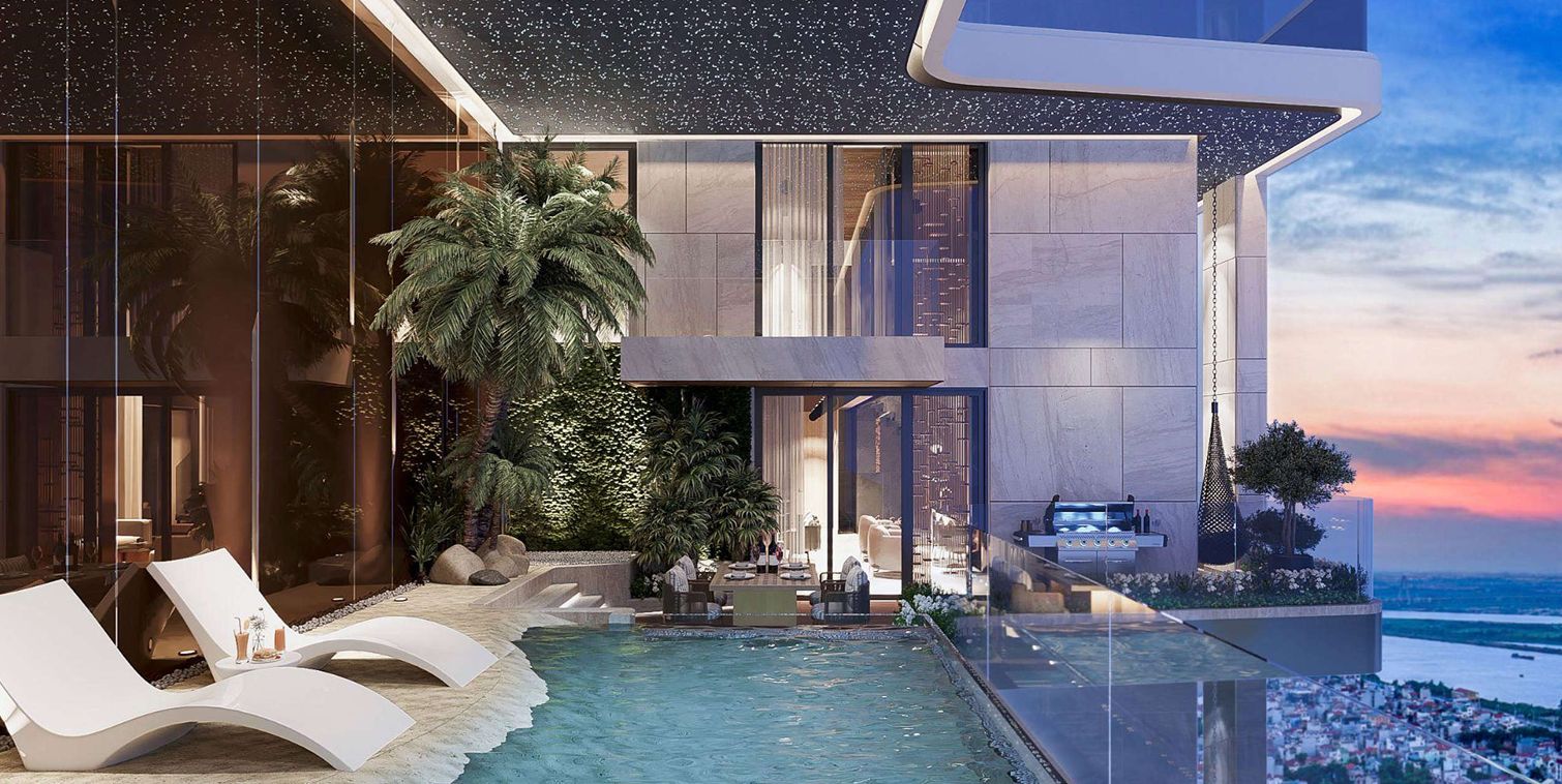 Mua căn góc SKY Villa Tây Bắc tháng máy, bể bơi riêng nhìn Panorama chung cư Noble Empire Ciputra