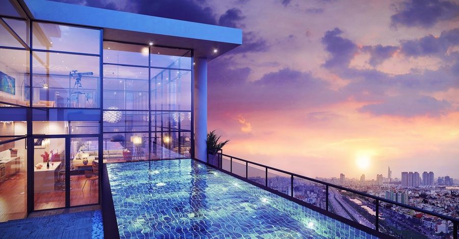 Bán căn hộ Sky Villas hướng Đông tầng cao view Panorama có bể bơi riêng Noble Crystal Long Biên