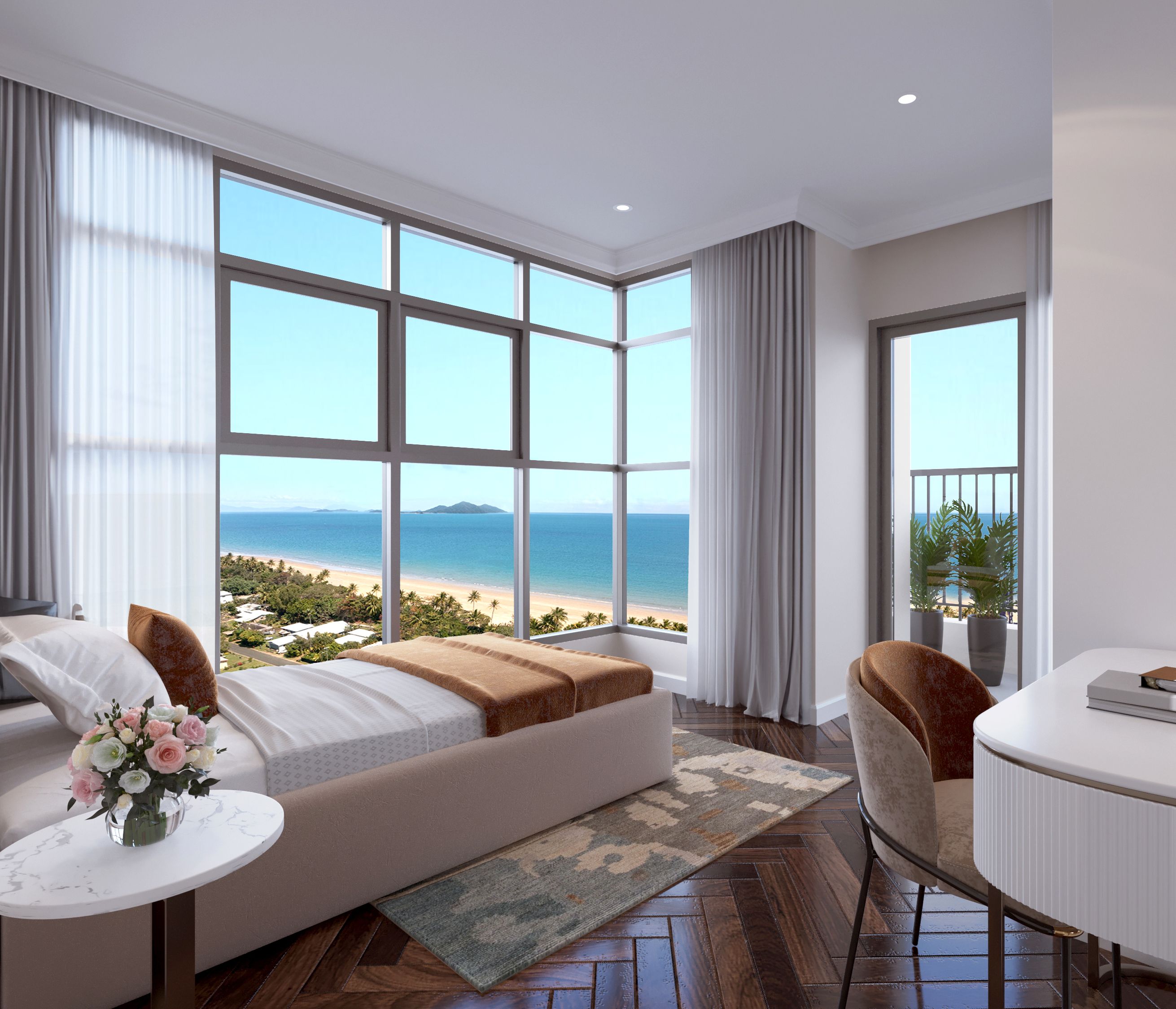 Bán căn hộ 3 phòng ngủ tầng cao tại toà Pearl 1 tại Pearl Residence Cửa Lò hướng Tây Nam