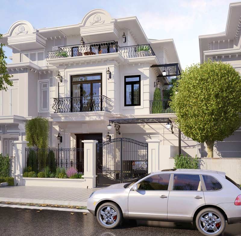 Bán biệt thự đơn lập hướng Tây xây thô mặt trong 4 tầng gần công viên The Grand Riveria Tàm Xá