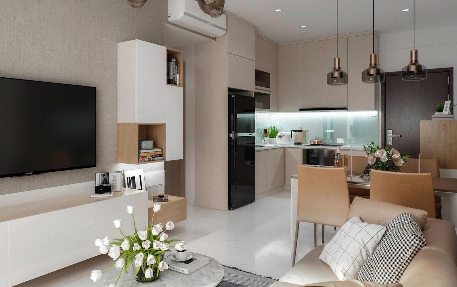 Cho thuê căn hộ 1 PN+ Sun Centro Hướng Đông – có không gian làm việc riêng, phù hợp chuyên gia trẻ