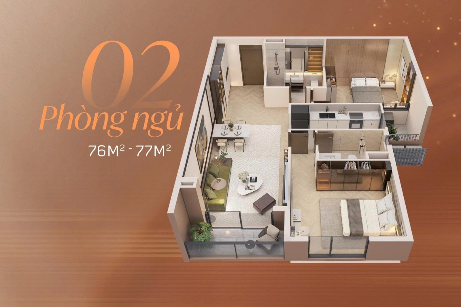 Cho thuê căn hộ 2PN Long Biên Central hướng Chính Bắc – Mát mẻ quanh năm, pháp lý rõ ràng