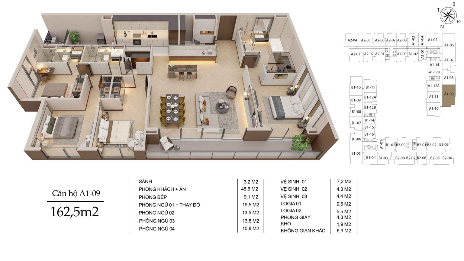 Bán chung cư Long Biên Central hướng Chính Bắc – Căn góc 3 mặt thoáng, thiết kế sang trọng