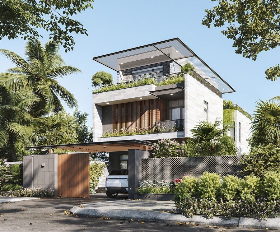 Cần bán biệt thự song lập Tây Tứ Trạch bàn giao mặt ngoài 3 tầng 1 tum, sân rộng Vinhomes Ngọc Hồi