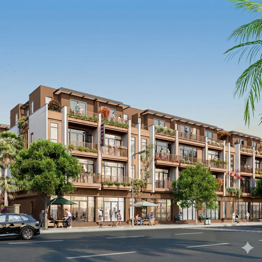 Bán nhà phố shophouse hướng Đông bàn giao mặt ngoài 4 tầng InterCentral Đông Anh kế cận công viên