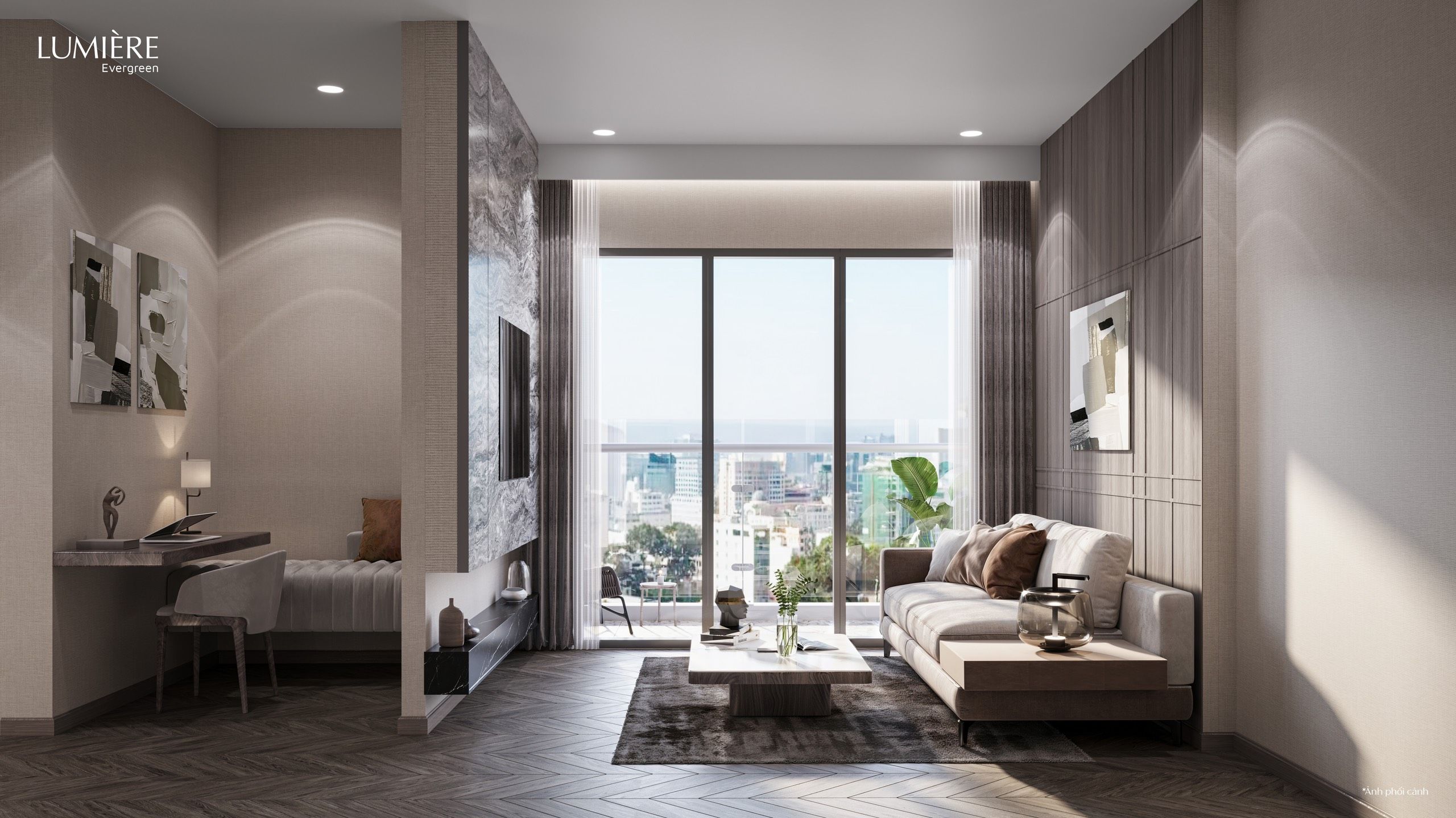 Bán căn hộ Studio hướng Đông Bắc tòa A1 The Aqua view nhìn nội khu tầng trung Lumiere Evergreen