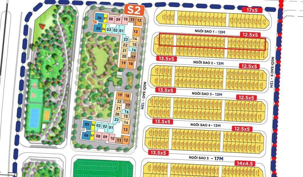 Chuyển nhượng liền kề Ngôi Sao 62.5m hướng Tây Bắc khu Thịnh Vượng Vinhomes Global Gate Cổ Loa