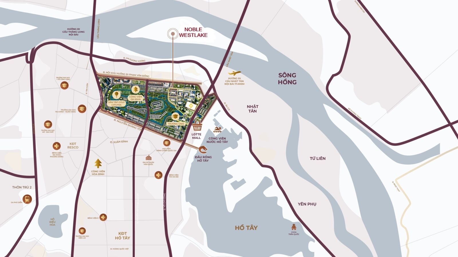 Đường đến Noble West Lake Hanoi và lợi thế kết nối linh hoạt giữa trung tâm và sân bay