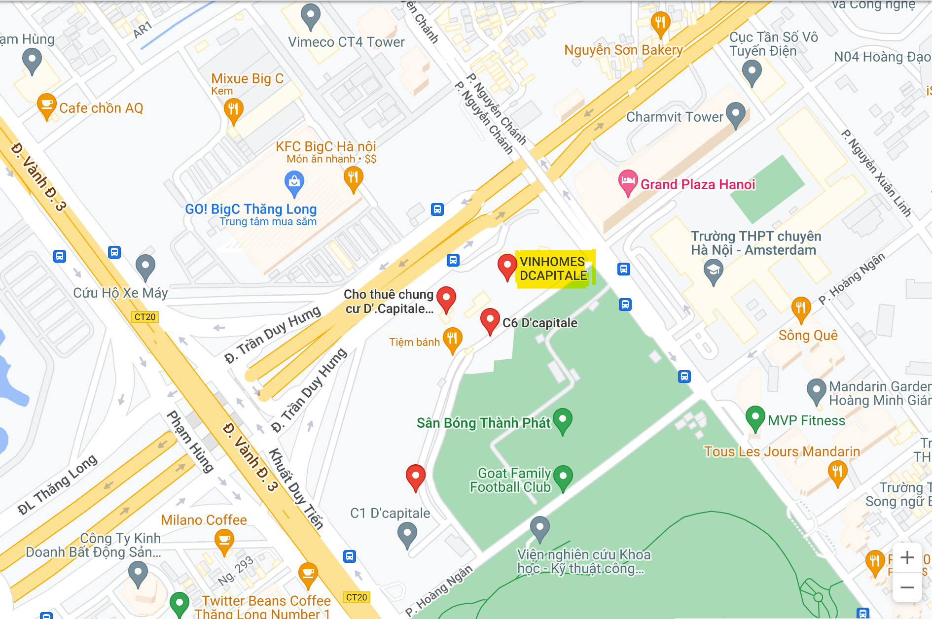 Vị trí dự án D'Capitale Trần Duy Hưng trên bản đồ