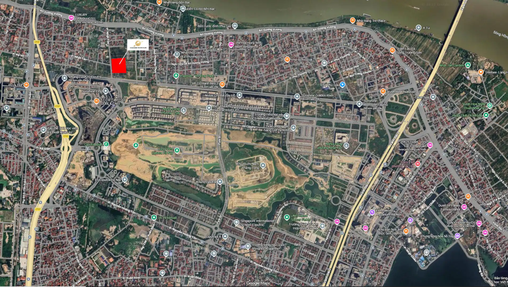 Đường đến Sunshine River Park Ciputra thuận tiện kết nối trung tâm và sân bay