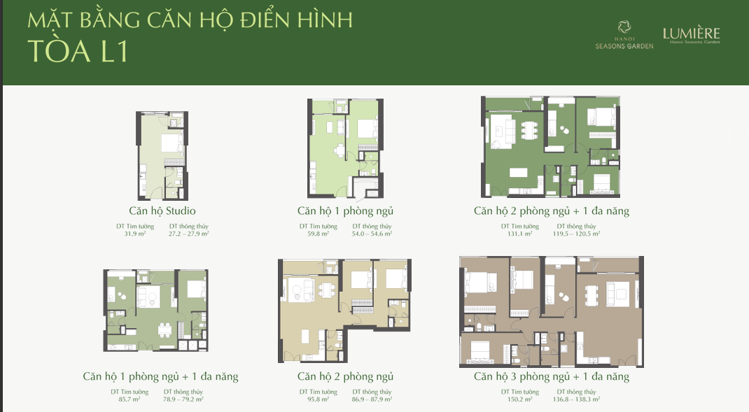 Thiết kế mặt bằng căn hộ Lumiere Hanoi Seasons Garden Nguyễn Trãi 