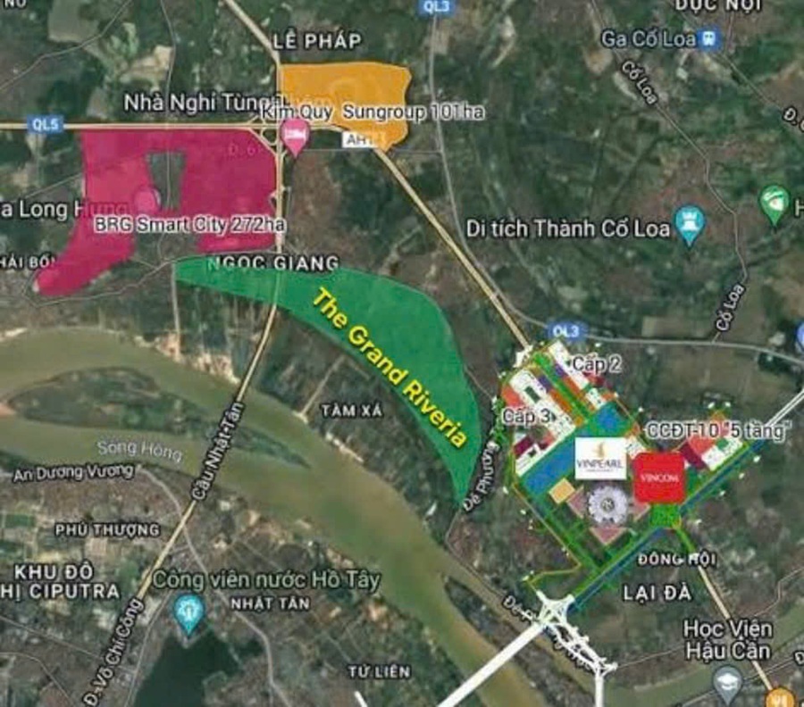 Vị trí The Grand Riveria Tàm Xá, Đông Anh