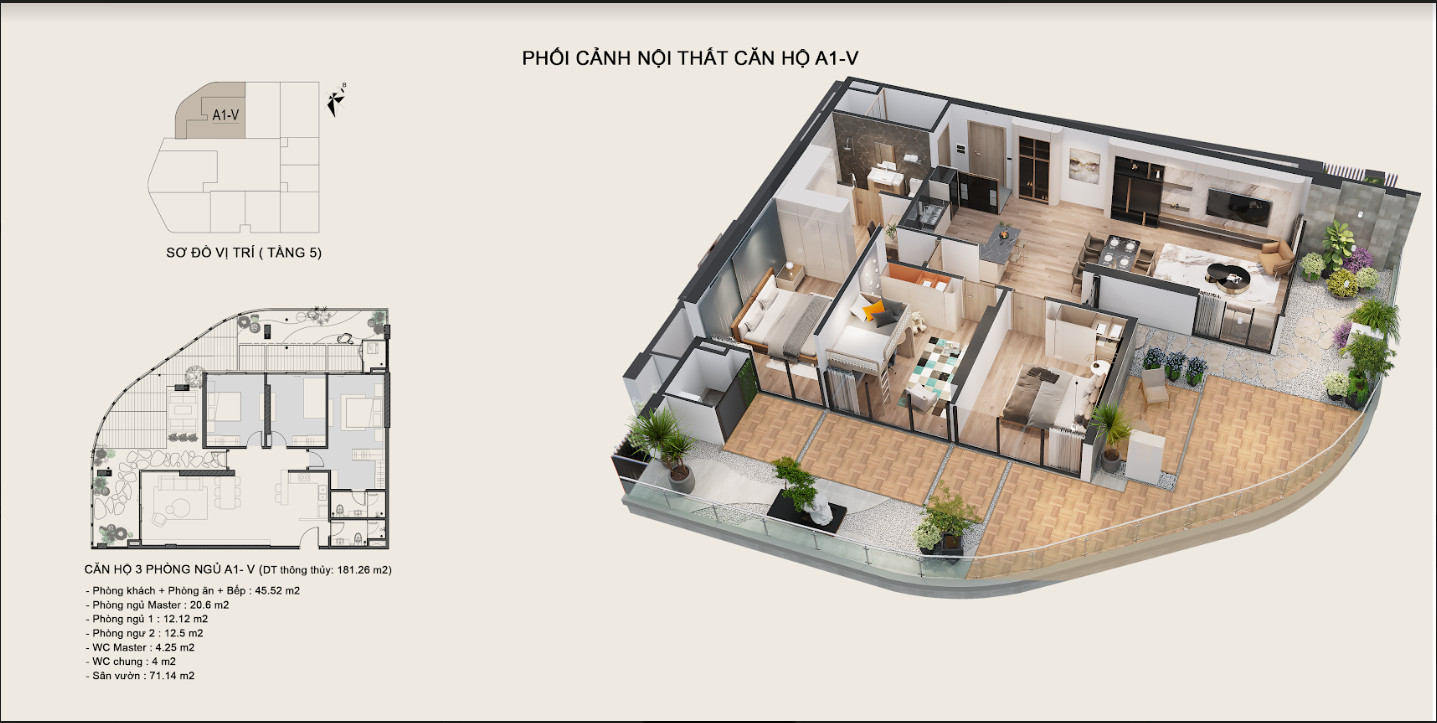 Phối cảnh căn hộ mẫu của dự án T&T Phạm Ngọc Thạch