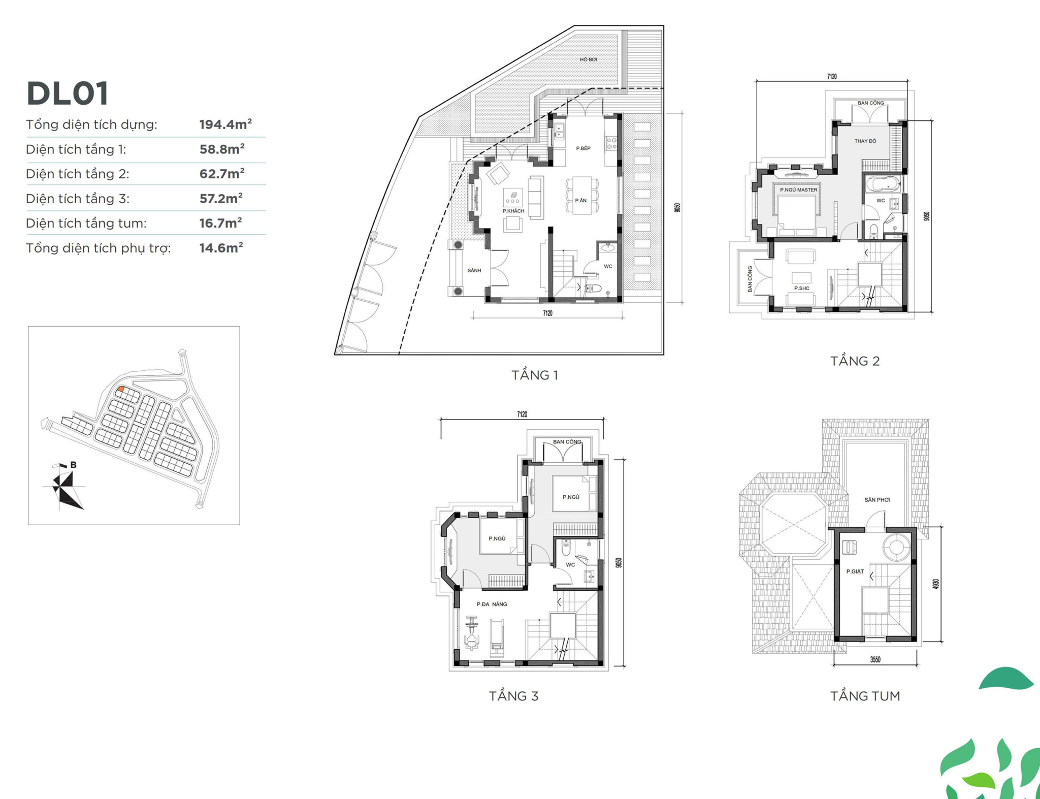 Mặt bằng thiết kế Vinhomes Green Villas