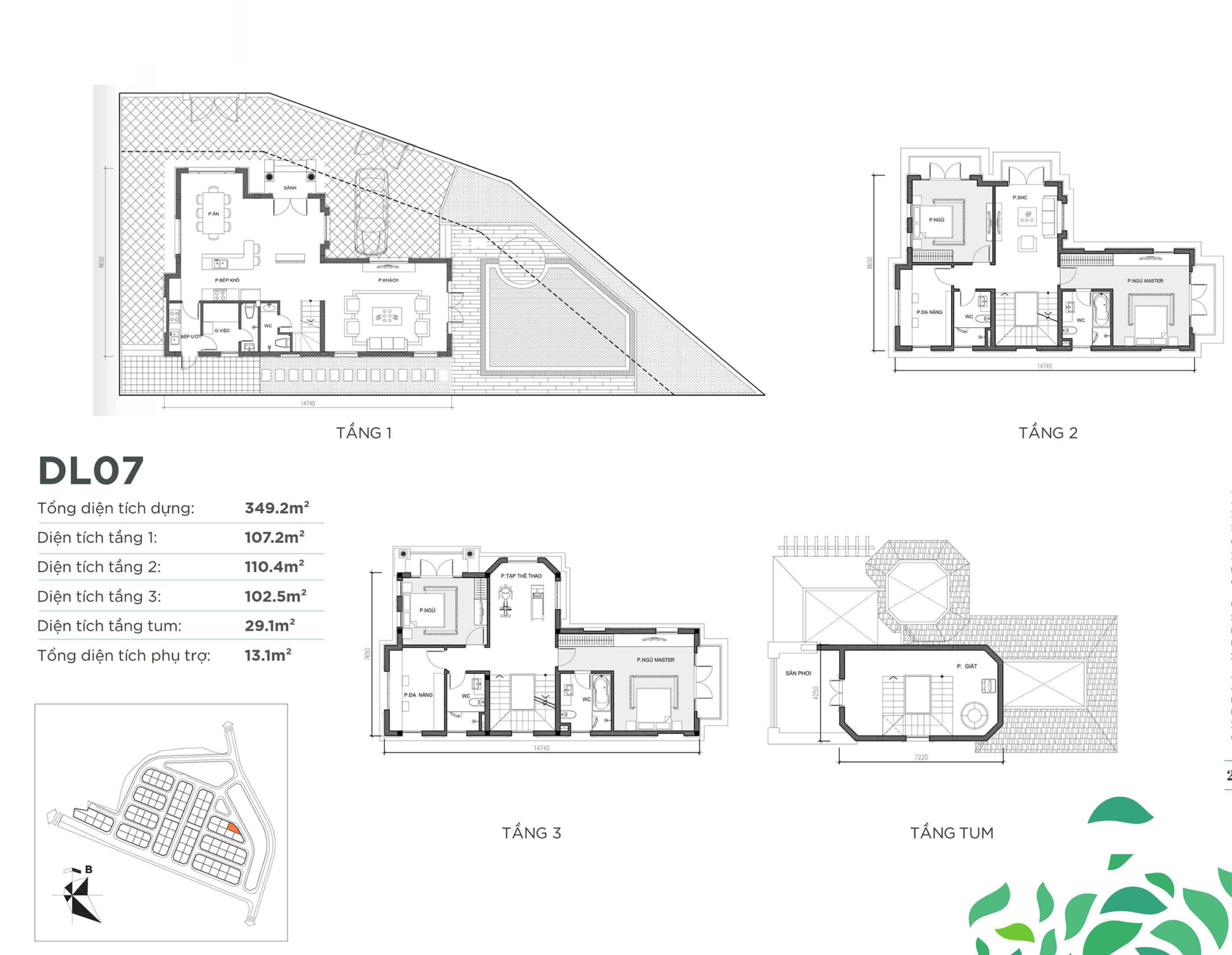 Mặt bằng thiết kế Vinhomes Green Villas