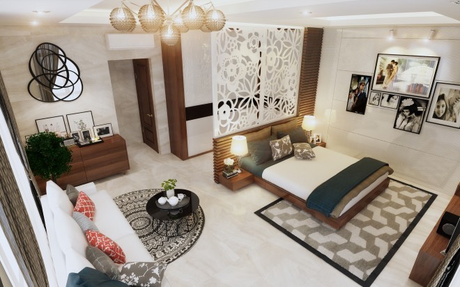 Xây nhà 3 tầng, một lửng với nội thất gỗ tự nhiên