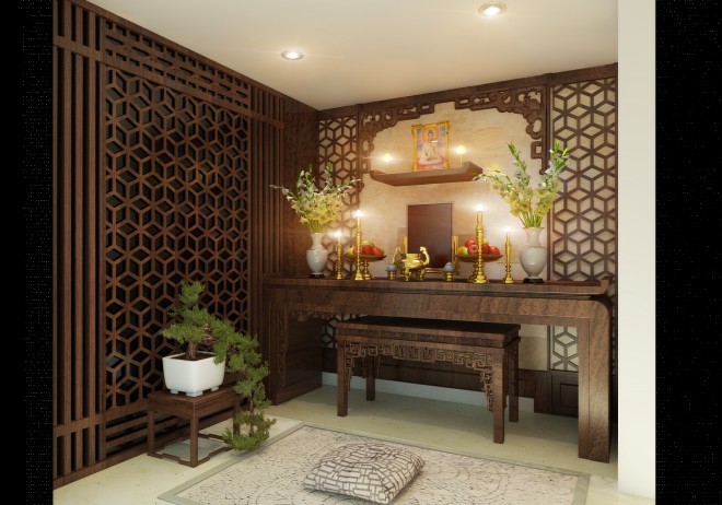 Xây nhà 3 tầng, một lửng với nội thất gỗ tự nhiên