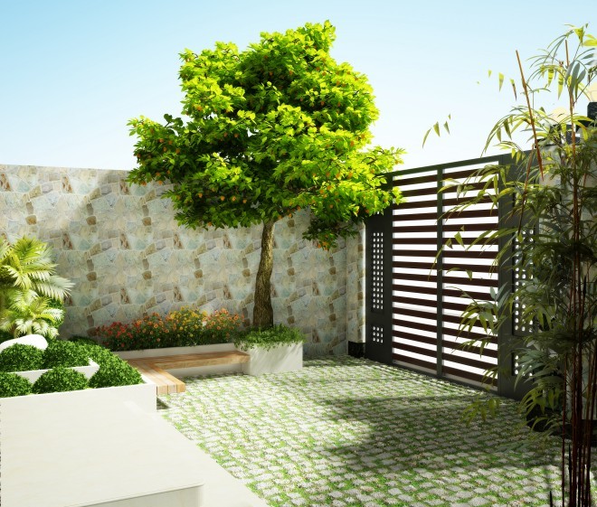 Xây nhà 3 tầng, một lửng với nội thất gỗ tự nhiên