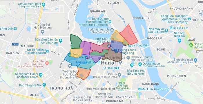 Quận Ba Đình nằm ở trung tâm Thành phố Hà Nội