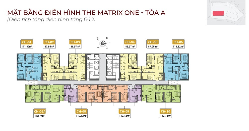 Mặt bằng căn hộ The Matrix One tòa A