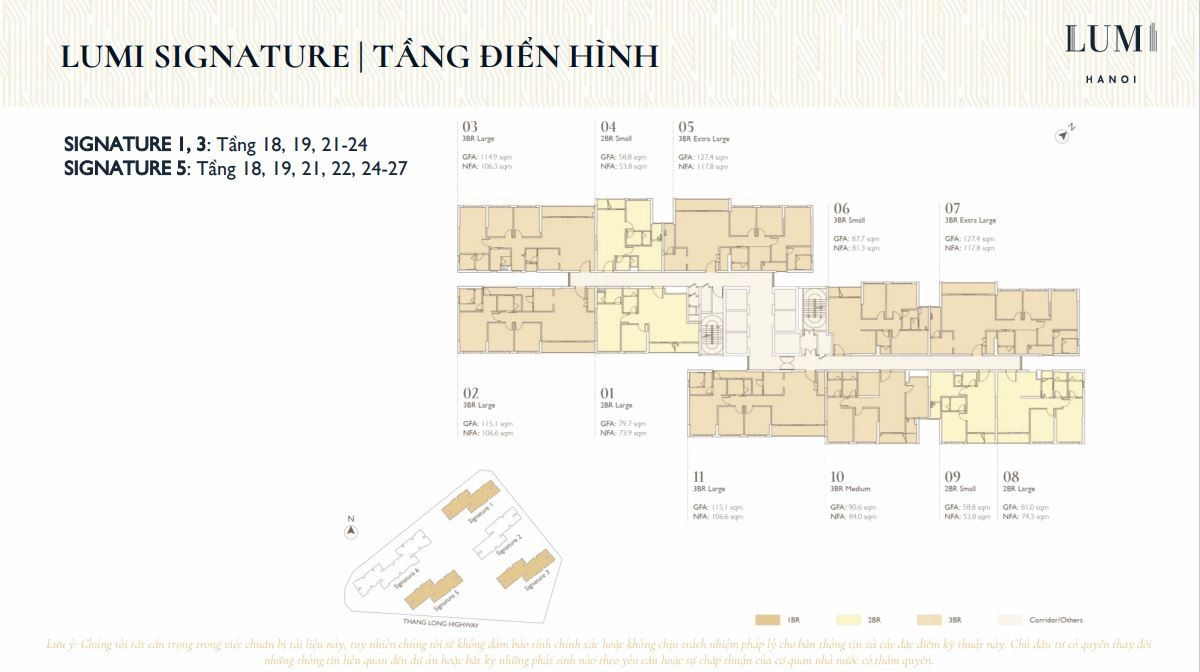Mặt bằng điển hình tầng chung cư Lumi Signature 1