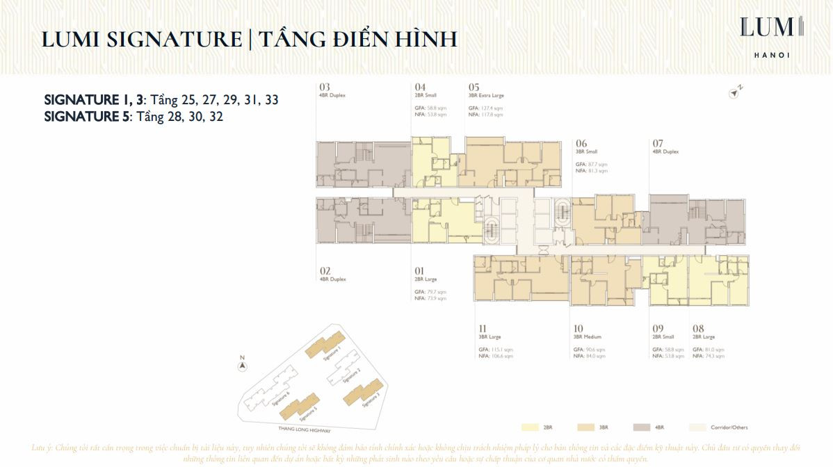Mặt bằng điển hình tầng chung cư Lumi Signature 1