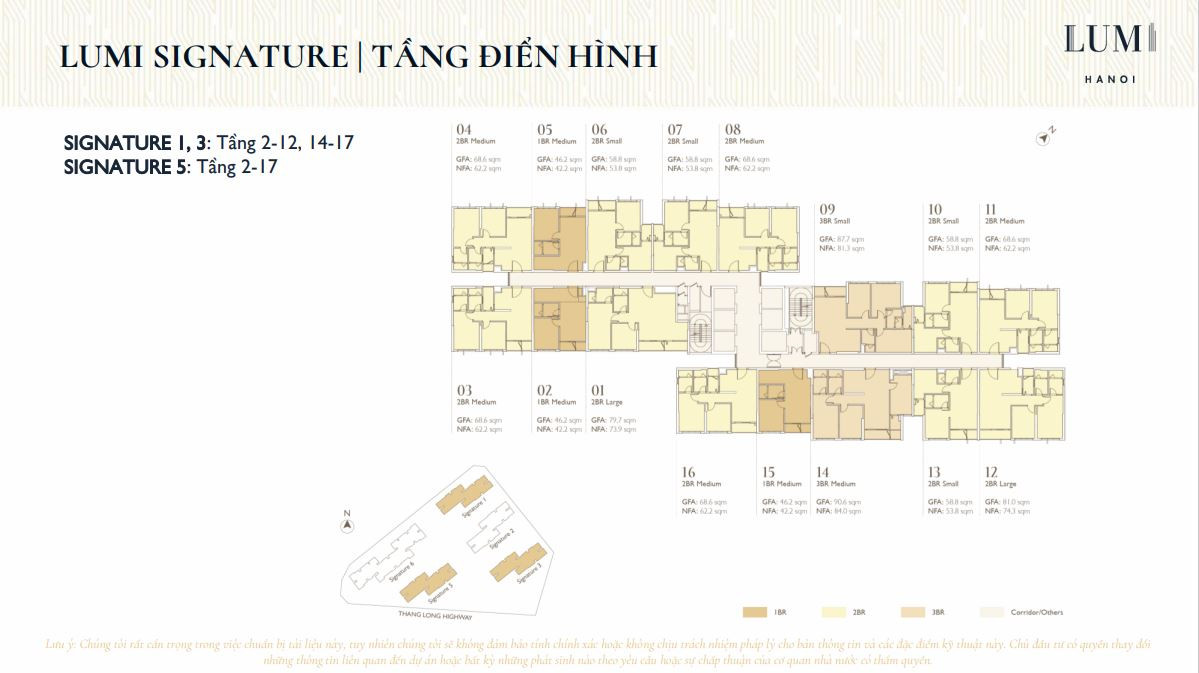 Mặt bằng điển hình tầng chung cư Lumi Signature 1