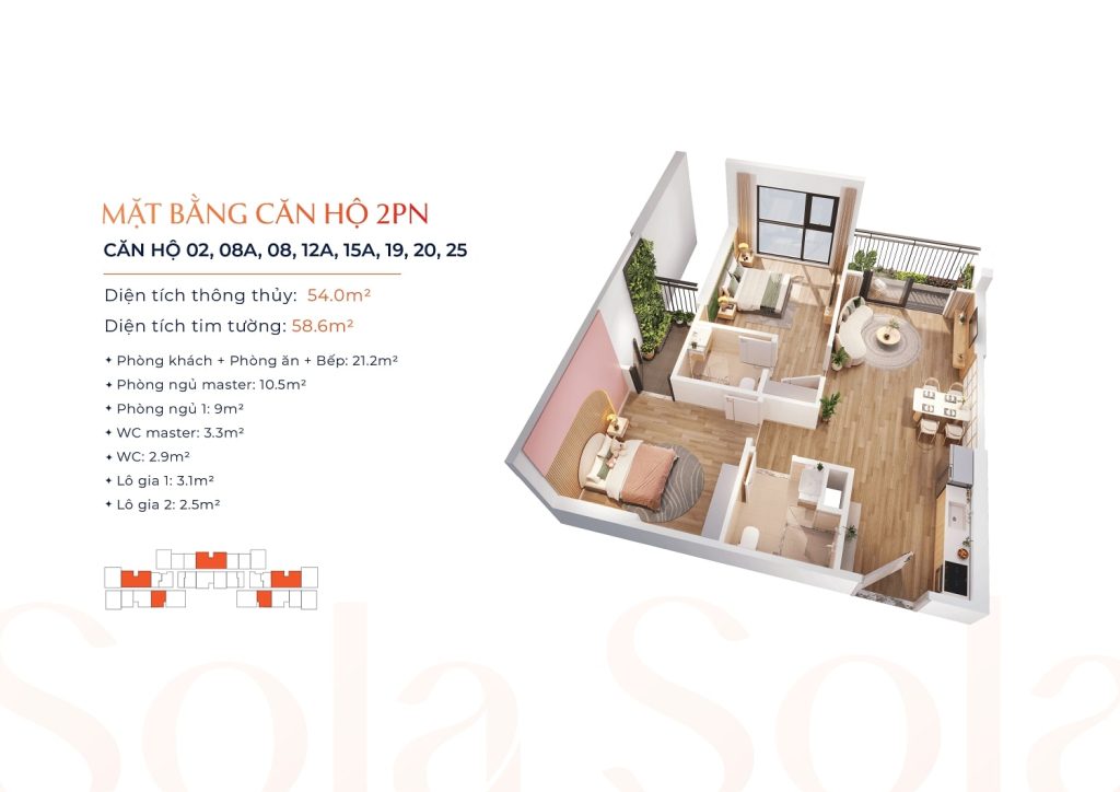 Cho thuê căn hộ 2 phòng ngủ Meyhomes Hoàng Mai