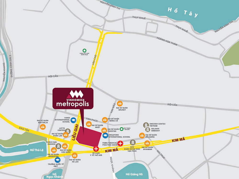 Vị trí dự án Vinhomes Metropolis Liễu Giai